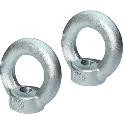 Aerzetix Set di 2 Dado occhiello M18 anello di sollevamento in acciaio zincato filettatura metrica 850kg colore argento C49735 Aerzetix Set di 2 Dado occhiello M18 anello di sollevamento in acciaio zincato filettatura metrica 850kg colore argento C49735