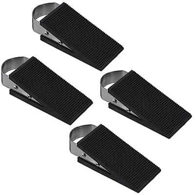 Relaxdays Fermaporta, Set da 4 Blocca Porta, Finestra, Acciaio Inox e Gomma Antiscivolo, HLP: 3x5x12,5 cm Nero Argentato Relaxdays Fermaporta, Set da 4 Blocca Porta, Finestra, Acciaio Inox e Gomma Antiscivolo, HLP: 3x5x12,5 cm Nero Argentato