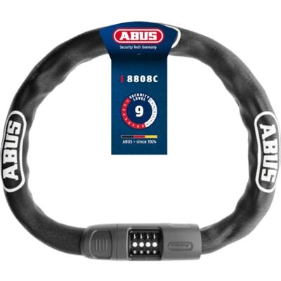 ABUS Lucchetto a catena 8808C robusto lucchetto a combinazione in acciaio appositamente temprato numeri di facile lettura con copertura livello di sicurezza 9 ABUS Lucchetto a catena 8808C robusto lucchetto a combinazione in acciaio appositamente temprato numeri di facile lettura con copertura livello di sicurezza 9