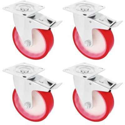 Amig Set 4 Ruote con Freno Ø 125 mm Ruote Girevoli con Piastra Metallica Peso Massimo 170 Kg Per Spostare Mobili Pesanti Cuscinetti a Rulli Nucleo in Nylon Bianco Poliuretano Rosso Amig Set 4 Ruote con Freno Ø 125 mm Ruote Girevoli con Piastra Metallica Peso Massimo 170 Kg Per Spostare Mobili Pesanti Cuscinetti a Rulli Nucleo in Nylon Bianco Poliuretano Rosso