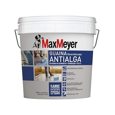 MAXMEYER Guaina Antialga Plus, Impermeabilizzante Liquido Fibrorinforzato per Esterni,Verde, 4 L MAXMEYER Guaina Antialga Plus, Impermeabilizzante Liquido Fibrorinforzato per Esterni,Verde, 4 L