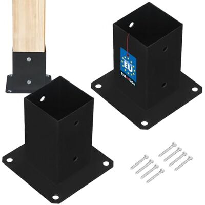 KOTARBAU ® 2 pezzi Fissaggio Pali Legno Supporto Per Pali In Legno Staffa da Avvitare Acciaio Verniciato a Polvere 80 x 80 mm Nero Staffa Travi Supporto Palo Resistente per Esterni KOTARBAU ® 2 pezzi Fissaggio Pali Legno Supporto Per Pali In Legno Staffa da Avvitare Acciaio Verniciato a Polvere 80 x 80 mm Nero Staffa Travi Supporto Palo Resistente per Esterni
