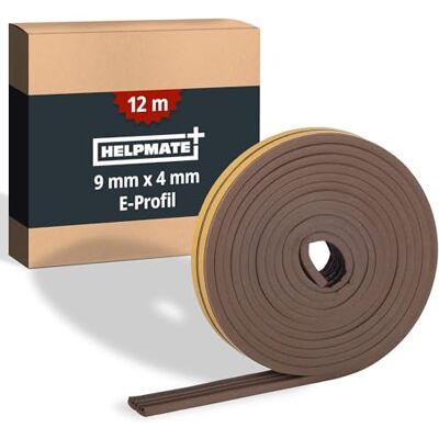 HELPMATE – Nastro sigillante autoadesivo per finestre e porte – Guarnizione per isolare fessure da 2 a 3,5 mm – Nastro 9 x 4 mm (Profilo E 12 metri Marrone) HELPMATE – Nastro sigillante autoadesivo per finestre e porte – Guarnizione per isolare fessure da 2 a 3,5 mm – Nastro 9 x 4 mm (Profilo E 12 metri Marrone)