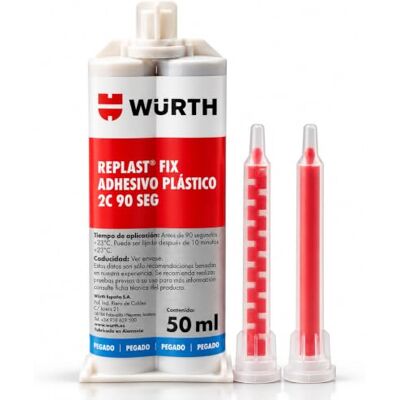 Würth Wuerth REPLAST FIX 2C-Kunststoffkleber colla bicomponente per plastiche, a rapida asciugatura, 90 secondi riparazione professionale di paraurti e plastiche per auto, 50 ml + 2 ugelli Würth Wuerth REPLAST FIX 2C-Kunststoffkleber colla bicomponente per plastiche, a rapida asciugatura, 90 secondi riparazione professionale di paraurti e plastiche per auto, 50 ml + 2 ugelli