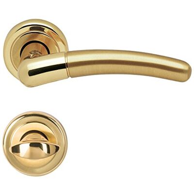 Alpertec Betty R Ottone lucido satinato per porte del bagno WC pulsante set maniglia porta guarnizioni, Alpertec Betty R Ottone lucido satinato per porte del bagno WC pulsante set maniglia porta guarnizioni,
