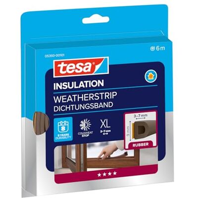 Tesa Guarnizione in Gomma per Porte e Finestre, moll® Profilo D, 6m x 9mm x 8mm, Marrone Tesa Guarnizione in Gomma per Porte e Finestre, moll® Profilo D, 6m x 9mm x 8mm, Marrone