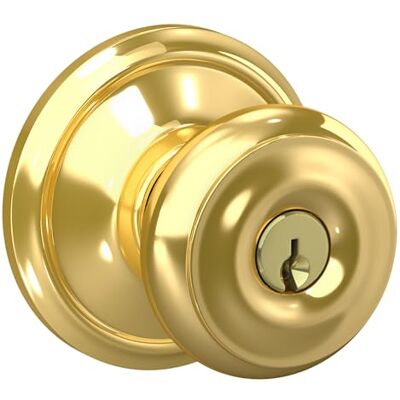 SCHLAGE F51A GEO 605 Pomello d'ingresso con chiave georgiana, Bright Brass Lock Company SCHLAGE F51A GEO 605 Pomello d'ingresso con chiave georgiana, Bright Brass Lock Company
