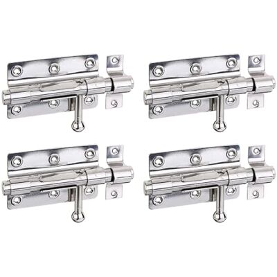 Alberts Chiavistello a bullone con manico rotondo e passante fissato, in acciaio inox, piastra 100 x 65 mm, bullone 15,5 mm, lunghezza totale 153 mm, set da 4 pezzi Alberts Chiavistello a bullone con manico rotondo e passante fissato, in acciaio inox, piastra 100 x 65 mm, bullone 15,5 mm, lunghezza totale 153 mm, set da 4 pezzi