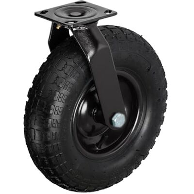 Relaxdays Rotella girevole, pneumatico 3.00-4, ruota per carichi pesanti, piastra da avvitare, fino a 120 kg, nera Relaxdays Rotella girevole, pneumatico 3.00-4, ruota per carichi pesanti, piastra da avvitare, fino a 120 kg, nera
