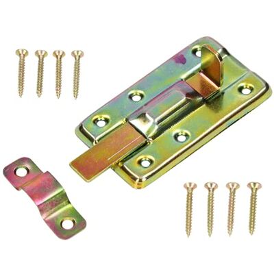 KOTARBAU ® Chiavistello Semplice 80 mm per Porta Piatto Blocco Zincato Dorato Universale KOTARBAU ® Chiavistello Semplice 80 mm per Porta Piatto Blocco Zincato Dorato Universale