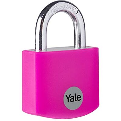 Yale Lucchetto in alluminio rosa, corpo 32mm, arco in acciaio, 3 chiavi Yale Lucchetto in alluminio rosa, corpo 32mm, arco in acciaio, 3 chiavi