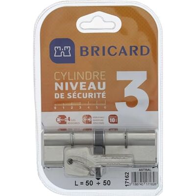 Bricard Cilindro disinseribile Astral 2,9 in ottone nichelato 10 pistoni, 2 Voci protezione anti-foratura e il grimaldelli. Scheda personale, Acciaio Nichelato, 100 = 50 + 50 Bricard Cilindro disinseribile Astral 2,9 in ottone nichelato 10 pistoni, 2 Voci protezione anti-foratura e il grimaldelli. Scheda personale, Acciaio Nichelato, 100 = 50 + 50