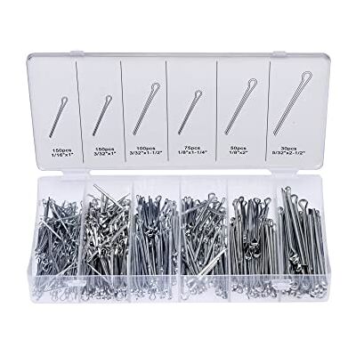 Neiko Assortimento Pc Clip di fissaggio divisa in acciaio Forcina dritta, argento, coppiglia, 555 pezzi Neiko Assortimento Pc Clip di fissaggio divisa in acciaio Forcina dritta, argento, coppiglia, 555 pezzi
