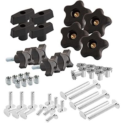 POWERTEC Kit manopola a T, bulloni filettati e rondelle 5/16-18, set da 46 pezzi, bulloni con scanalatura a T, accessori per binari a T, per maschere e apparecchi per la lavorazione del legno POWERTEC Kit manopola a T, bulloni filettati e rondelle 5/16-18, set da 46 pezzi, bulloni con scanalatura a T, accessori per binari a T, per maschere e apparecchi per la lavorazione del legno