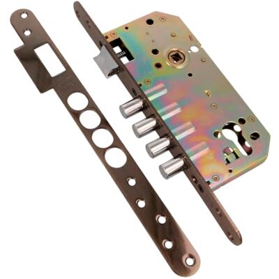 Amig Serratura Serratura da infilare con catenacci per porte Acciaio 50/85mm Pelle Senza cilindro e protezione di sicurezza Chiusura reversibile Amig Serratura Serratura da infilare con catenacci per porte Acciaio 50/85mm Pelle Senza cilindro e protezione di sicurezza Chiusura reversibile