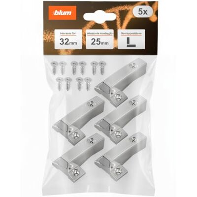 Blum 5x OTION su piastra adattatore zinco nichelato I croce 9,5/32 I altezza 25 mm I distanza dal bordo anteriore 9,5 mm I basetta a croce regolabile I fissaggio con viti per truciolare Blum 5x OTION su piastra adattatore zinco nichelato I croce 9,5/32 I altezza 25 mm I distanza dal bordo anteriore 9,5 mm I basetta a croce regolabile I fissaggio con viti per truciolare