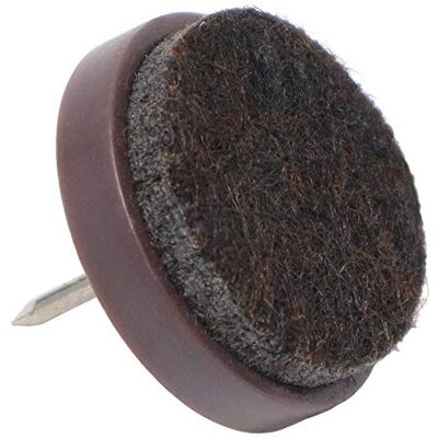 Adsamm ® / 100 x feltrini con chiodo / marrone / Ø 24 mm / tondi / scivoli in plastica con chiodo e base in feltro / piedini protettivi per mobili ® Quality Adsamm ® / 100 x feltrini con chiodo / marrone / Ø 24 mm / tondi / scivoli in plastica con chiodo e base in feltro / piedini protettivi per mobili ® Quality
