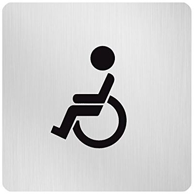 MARCHESI Targhetta per WC Sedia a rotelle, 100 x 100 mm, 1 Pezzo, Alluminio anodizzato Argento MARCHESI Targhetta per WC Sedia a rotelle, 100 x 100 mm, 1 Pezzo, Alluminio anodizzato Argento