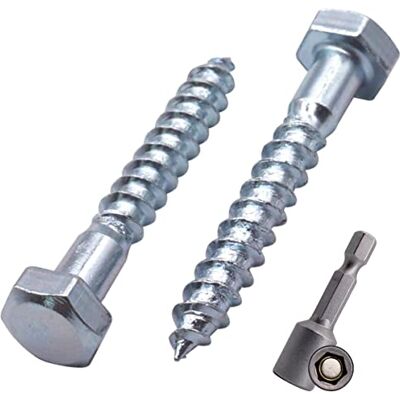 Marcopol Confezione da 80 viti DIN 571 in acciaio zincato esagonale per legno, M6 x 40 mm, viti per autobus, viti esagonali, bulloni a testa cilindrica (80 mm), argento Marcopol Confezione da 80 viti DIN 571 in acciaio zincato esagonale per legno, M6 x 40 mm, viti per autobus, viti esagonali, bulloni a testa cilindrica (80 mm), argento