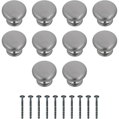 Amig Confezione da 10 Pomelli per mobili Ø35 Mm Colore Nichel Spazzolato Fabbricato in Zamak Maniglie per cassetti e armadi da cucina e bagno dallo stile moderno decorativo Mod. Amig Confezione da 10 Pomelli per mobili Ø35 Mm Colore Nichel Spazzolato Fabbricato in Zamak Maniglie per cassetti e armadi da cucina e bagno dallo stile moderno decorativo Mod.