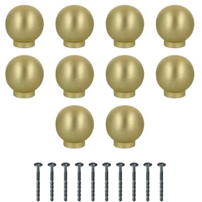 Amig Confezione da 10 Pomelli per mobili Diametro Ø24 mm Colore Oro Spazzolato Fabbricato in Zamak Maniglie dorate per cassetti Mod. Amig Confezione da 10 Pomelli per mobili Diametro Ø24 mm Colore Oro Spazzolato Fabbricato in Zamak Maniglie dorate per cassetti Mod.