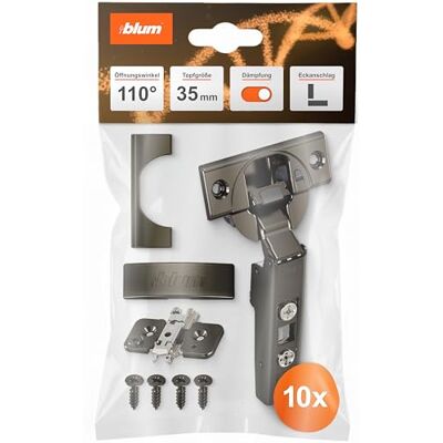 Blum 10x cerniera per mobili CLIP top OTION 110° I cerniera a tazza Soft-close 35 mm I basetta a croce CLIP montabile separatamente, distanza 0 mm regolazione 3D frontale Onyx sormonto Blum 10x cerniera per mobili CLIP top OTION 110° I cerniera a tazza Soft-close 35 mm I basetta a croce CLIP montabile separatamente, distanza 0 mm regolazione 3D frontale Onyx sormonto