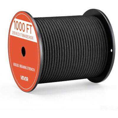 VEVOR Corda Paracord 4,7 mm x 305 m in Nylon, Corda da Paracadute 550 Nera Paracord 550 a 7 Fili, Resistenza alla Rottura 295 kg, Corda Tattica Multiuso per Campeggio, Sopravvivenza e Braccialetti VEVOR Corda Paracord 4,7 mm x 305 m in Nylon, Corda da Paracadute 550 Nera Paracord 550 a 7 Fili, Resistenza alla Rottura 295 kg, Corda Tattica Multiuso per Campeggio, Sopravvivenza e Braccialetti