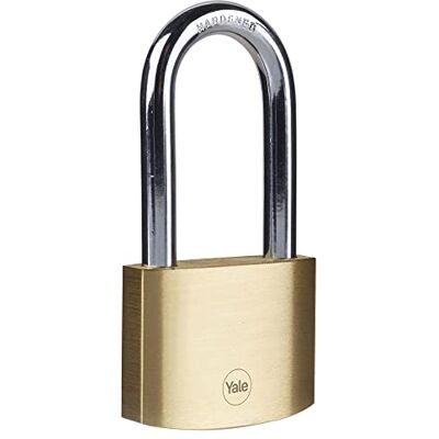 Yale Lucchetto in ottone corpo 60mm, arco lungo in acciaio, 3 chiavi Yale Lucchetto in ottone corpo 60mm, arco lungo in acciaio, 3 chiavi