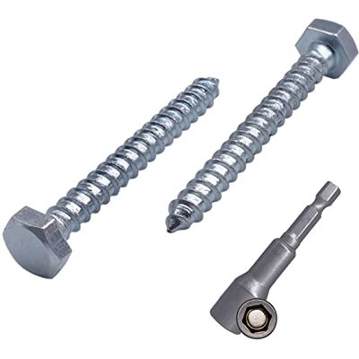 Marcopol Confezione da 40 viti esagonali DIN 571 in acciaio zincato a testa esagonale M8 x 50 mm, viti a testa esagonale (40 mm), argento Marcopol Confezione da 40 viti esagonali DIN 571 in acciaio zincato a testa esagonale M8 x 50 mm, viti a testa esagonale (40 mm), argento