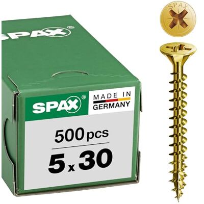 Spax - Vite R 88094 - Giallo, 5 x 30/24, 500 pezzi Spax - Vite R 88094 - Giallo, 5 x 30/24, 500 pezzi