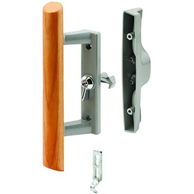 PRiME Products Maniglia per porta scorrevole in vetro, 3-15/16", pressofusione e legno, colore alluminio, stile gancio, serratura interna PRiME Products Maniglia per porta scorrevole in vetro, 3-15/16", pressofusione e legno, colore alluminio, stile gancio, serratura interna