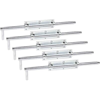 Alberts Chiavistello a bullone con passante fissato, zincato galvanizzato, passivato a strato spesso, piastra 160 x 52 mm, bullone 18 x 400 mm, set da 5 pezzi Alberts Chiavistello a bullone con passante fissato, zincato galvanizzato, passivato a strato spesso, piastra 160 x 52 mm, bullone 18 x 400 mm, set da 5 pezzi