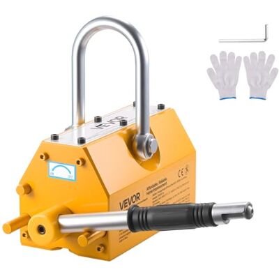 VEVOR Magnete Sollevamento Permanente, Capacità di Trazione 1000 kg, Supporto Magnetico al Neodimio N42, con Maniglia di Rilascio Gancio in Acciaio, Strumento per Movimentazione di Parti in Lamiera VEVOR Magnete Sollevamento Permanente, Capacità di Trazione 1000 kg, Supporto Magnetico al Neodimio N42, con Maniglia di Rilascio Gancio in Acciaio, Strumento per Movimentazione di Parti in Lamiera