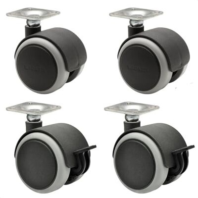 WAGNER Ruote per mobili Set da 4 ruote doppie SOFT diametro Ø 50 mm, battistrada morbido, piastra avvitata 42 x 42 cm, 2 con freni, portata 50 kg/ruota WAGNER Ruote per mobili Set da 4 ruote doppie SOFT diametro Ø 50 mm, battistrada morbido, piastra avvitata 42 x 42 cm, 2 con freni, portata 50 kg/ruota