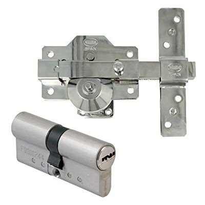 Amig Confezione di sicurezza Hasp in acciaio e cilindro in ottone abbinato per porte in legno, mod. 1PLUS, 70 mm (35-35), aumenta la sicurezza della tua casa, acciaio argentato Amig Confezione di sicurezza Hasp in acciaio e cilindro in ottone abbinato per porte in legno, mod. 1PLUS, 70 mm (35-35), aumenta la sicurezza della tua casa, acciaio argentato