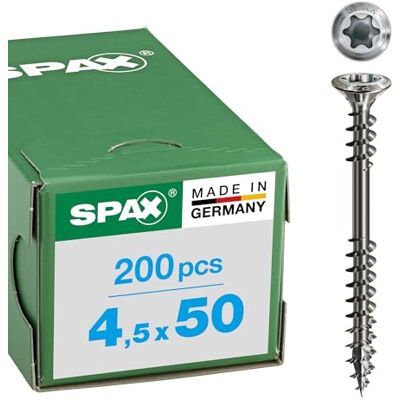 SPAX , , Vite Facciata 4,5 x 50 mm, 200 pezzi, ha sollevato, T-Star Plus, CUT, filo di fissaggio, acciaio inox A2, 1,4567 SPAX , , Vite Facciata 4,5 x 50 mm, 200 pezzi, ha sollevato, T-Star Plus, CUT, filo di fissaggio, acciaio inox A2, 1,4567