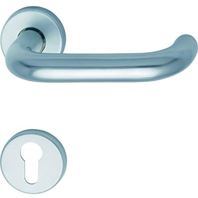 GRUNDMANN Argento 1754/D70M FH Maniglia su rosetta PZ per porte antincendio ÖNORM Ferramenta VK9, alluminio anodizzato GRUNDMANN Argento 1754/D70M FH Maniglia su rosetta PZ per porte antincendio ÖNORM Ferramenta VK9, alluminio anodizzato