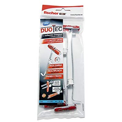 Fischer Tasselli cartongesso DuoTec, per supporto tv 12 mm, borsa 4 pezzi tasselli cartongesso, colore grigio/rosso Fischer Tasselli cartongesso DuoTec, per supporto tv 12 mm, borsa 4 pezzi tasselli cartongesso, colore grigio/rosso