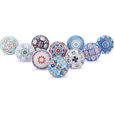 Ajuny Set di 10 Pomelli in Ceramica Blu Stampati Multistrato per Ante di Armadi Cassetti e Mobili da Cucina Cassettiere per Bagni Pomello Decorativi Maniglie Fatti a mano Finitura Lucida Ajuny Set di 10 Pomelli in Ceramica Blu Stampati Multistrato per Ante di Armadi Cassetti e Mobili da Cucina Cassettiere per Bagni Pomello Decorativi Maniglie Fatti a mano Finitura Lucida
