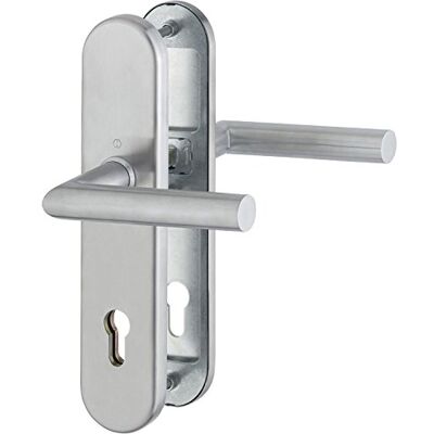HOPPE Amsterdam Maniglia per porta d'ingresso, 88 mm, in acciaio inox opaco, cilindro profilato per porta di spessore 62-72 mm, senza protezione nucleare, test: RC2 secondo EN 1906, 1 guarnizione di HOPPE Amsterdam Maniglia per porta d'ingresso, 88 mm, in acciaio inox opaco, cilindro profilato per porta di spessore 62-72 mm, senza protezione nucleare, test: RC2 secondo EN 1906, 1 guarnizione di