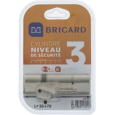 Bricard Cilindro Astral 2, 9 in ottone nichelato 10 pistoni, 2 Voci 30 + 70, Protezioni anti-foratura, e il grimaldelli. Scheda personale Bricard Cilindro Astral 2, 9 in ottone nichelato 10 pistoni, 2 Voci 30 + 70, Protezioni anti-foratura, e il grimaldelli. Scheda personale