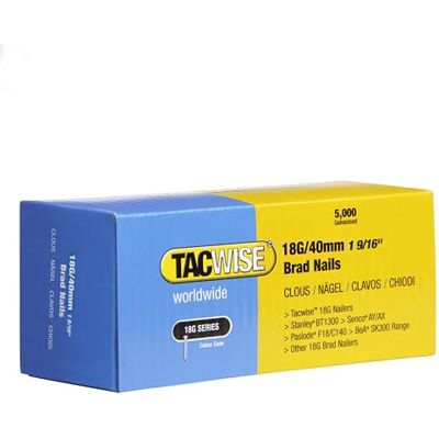 Tacwise Chiodi Brad Galvanizzati Tipo 18G / 40 mm, Confezione da 5000 Tacwise Chiodi Brad Galvanizzati Tipo 18G / 40 mm, Confezione da 5000