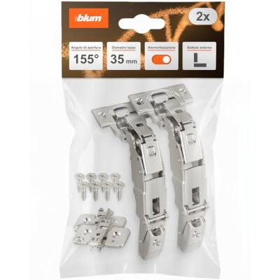 Blum cerniera grandangolo CLIP top OTION 155° I cerniera a tazza 35 mm I Soft-close ribaltabile I battuta angolare 0 sormonto per cassetti estraibili I tazza 35 mm nichelata I set ferramenta Blum cerniera grandangolo CLIP top OTION 155° I cerniera a tazza 35 mm I Soft-close ribaltabile I battuta angolare 0 sormonto per cassetti estraibili I tazza 35 mm nichelata I set ferramenta