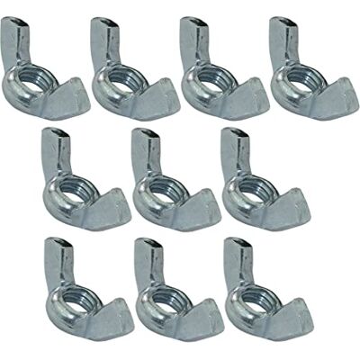 Aerzetix C45457 Set di 10 Dadi con alette/orecchie dado a farfalla acciaio zincato filettatura M8 metrica femmina fai da te colore argento Aerzetix C45457 Set di 10 Dadi con alette/orecchie dado a farfalla acciaio zincato filettatura M8 metrica femmina fai da te colore argento