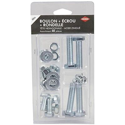 COGEX Bullone con dado/rondella, Grigio, Set di 48 pezzi COGEX Bullone con dado/rondella, Grigio, Set di 48 pezzi
