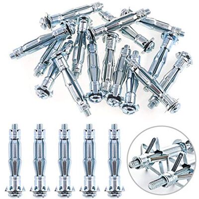 Glarks resistente acciaio zincato Molly Bolt Hollow Drive Wall Anchor viti assortimento kit, M6x52, 30 Glarks resistente acciaio zincato Molly Bolt Hollow Drive Wall Anchor viti assortimento kit, M6x52, 30