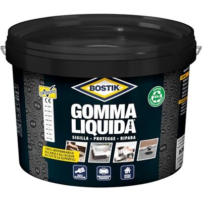 Bostik Gomma Liquida, Rivestimento Impermeabile a Base di Gomma per Sigillature e Riparazioni, 2,5 Litri Bostik Gomma Liquida, Rivestimento Impermeabile a Base di Gomma per Sigillature e Riparazioni, 2,5 Litri