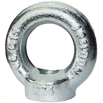 Aerzetix Dado anulare Anello di sollevamento/Occhiello M24 Acciaio zincato Filettatura femmina Occhiello per gru Fai da te Colore argento C45447 Aerzetix Dado anulare Anello di sollevamento/Occhiello M24 Acciaio zincato Filettatura femmina Occhiello per gru Fai da te Colore argento C45447