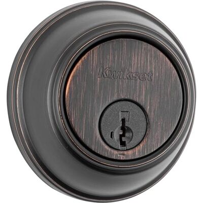 Kwikset 817 Deadbolt Lock, Venetian Bronze Round Exterior Keyed Front Entry Door, Pick Resistant SmartKey Rekey Security, Single Cylinder Dead Bolt, with Microban Protection Kwikset 817 Deadbolt Lock, Venetian Bronze Round Exterior Keyed Front Entry Door, Pick Resistant SmartKey Rekey Security, Single Cylinder Dead Bolt, with Microban Protection