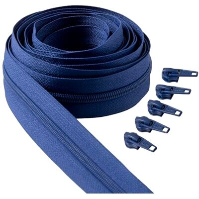 IPEA Cerniera Lampo Catena Continua Blu lunga 5 Metri + 15 Cursori in Metallo – Made in Italy – Catena misura #5 – Cerniere in Nylon – Zip – Tagliabile per Cucito al Metro – Larga 30 mm – Blue IPEA Cerniera Lampo Catena Continua Blu lunga 5 Metri + 15 Cursori in Metallo – Made in Italy – Catena misura #5 – Cerniere in Nylon – Zip – Tagliabile per Cucito al Metro – Larga 30 mm – Blue